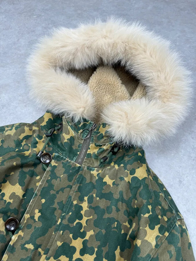 A.P.C. Military Camo Green Fox Fur Hooded Jacket ALYploR 4