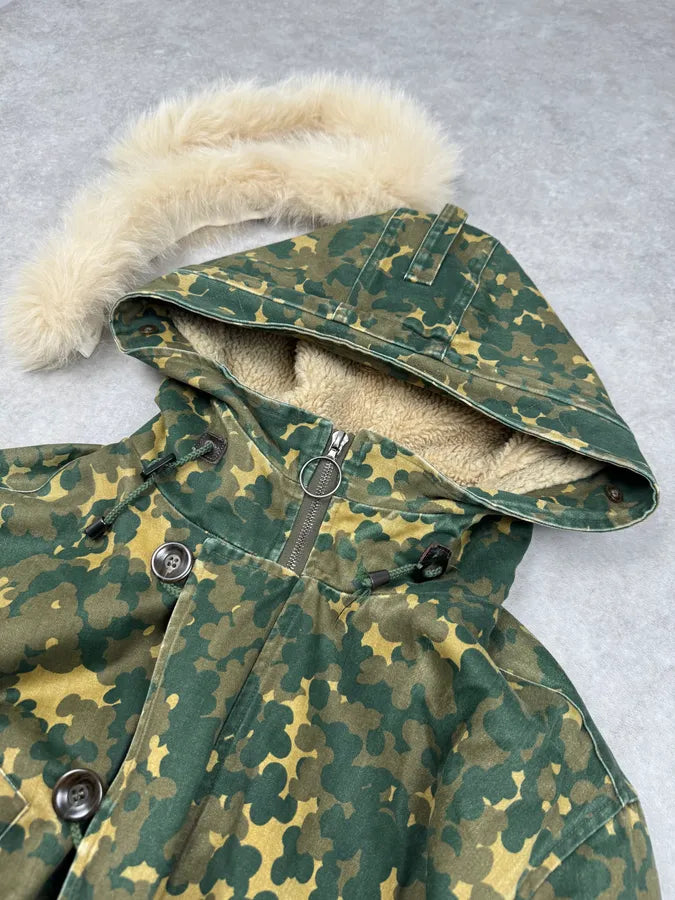 A.P.C. Military Camo Green Fox Fur Hooded Jacket ALYploR 5