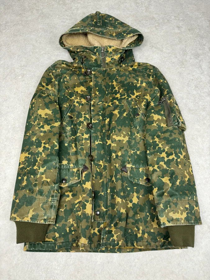 A.P.C. Military Camo Green Fox Fur Hooded Jacket ALYploR 6