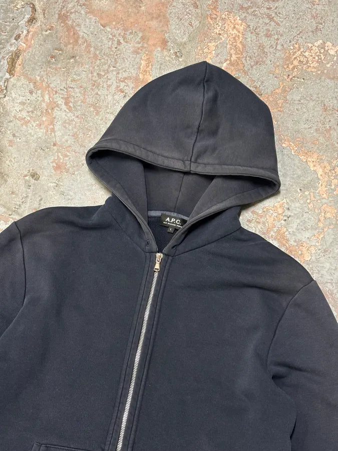 A.P.C. Navy Minimalist Zip-Up Hoodie rXpAczo 3