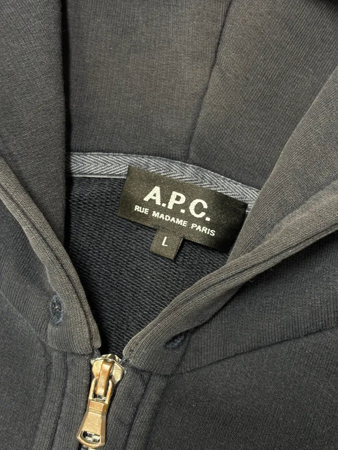A.P.C. Navy Minimalist Zip-Up Hoodie rXpAczo 7