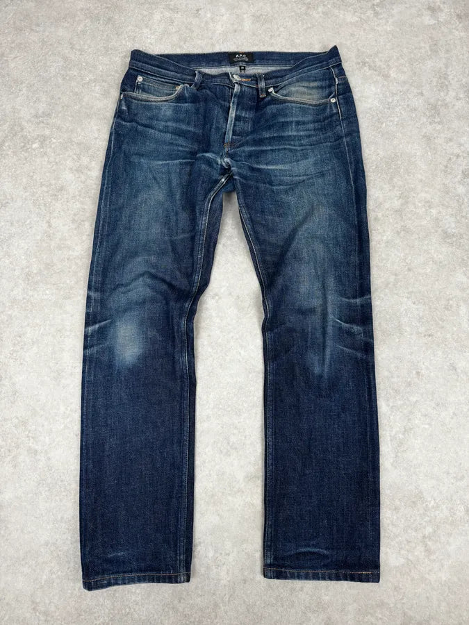 A.P.C. Petit Standart Navy Selvedge Blue Rebel Denim Jeans xNmMhaY 0