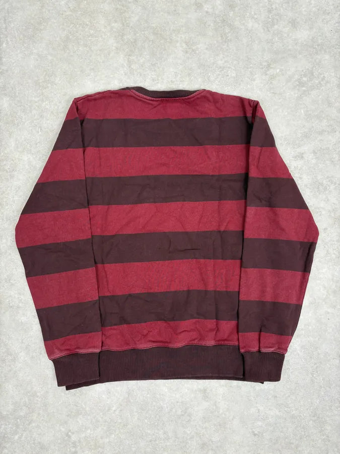 A.P.C. Red & Bordeaux Striped Crewneck Sweater CoxQNtP 5