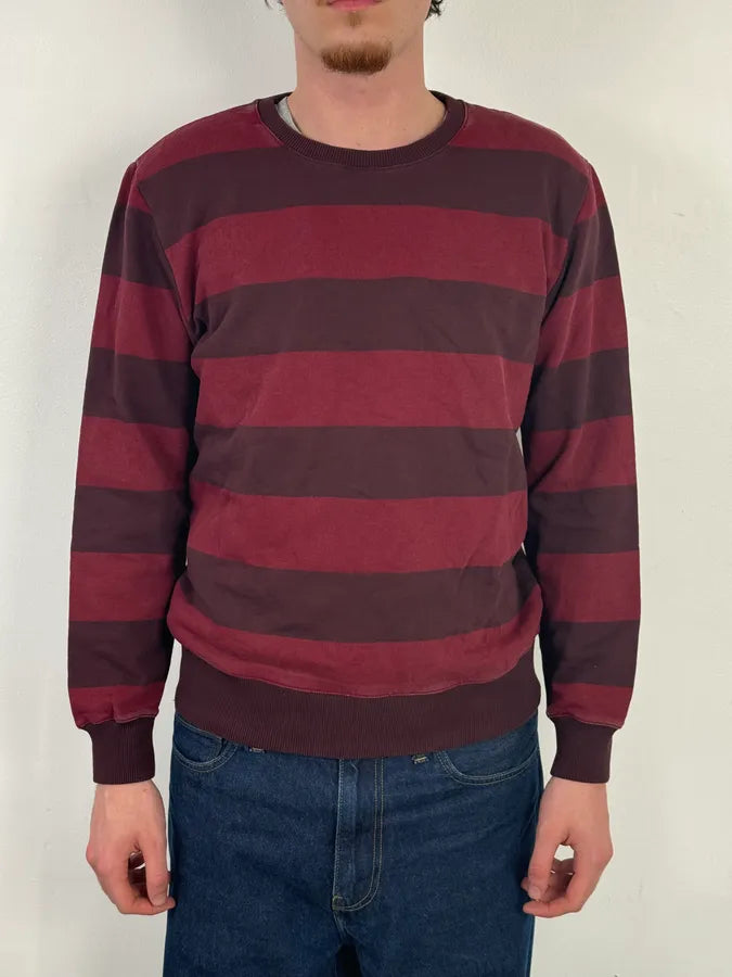 A.P.C. Red & Bordeaux Striped Crewneck Sweater CoxQNtP 2