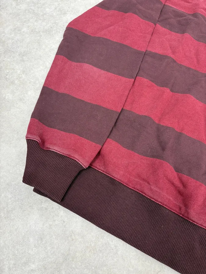 A.P.C. Red & Bordeaux Striped Crewneck Sweater CoxQNtP 6