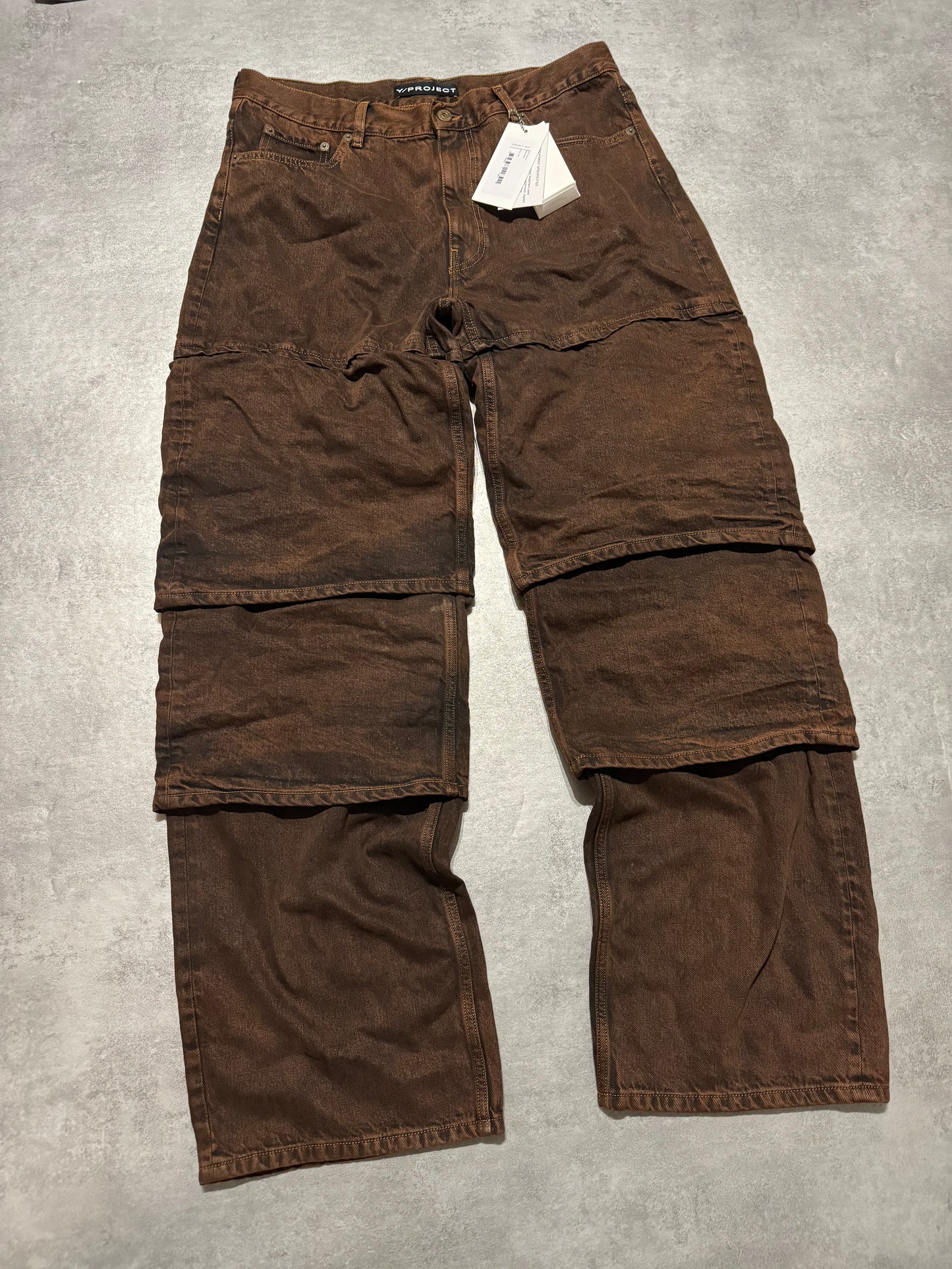 SS2024 Y/Project Brown Faded Superposed Extra Denim Jeans  (L/XL) - 8