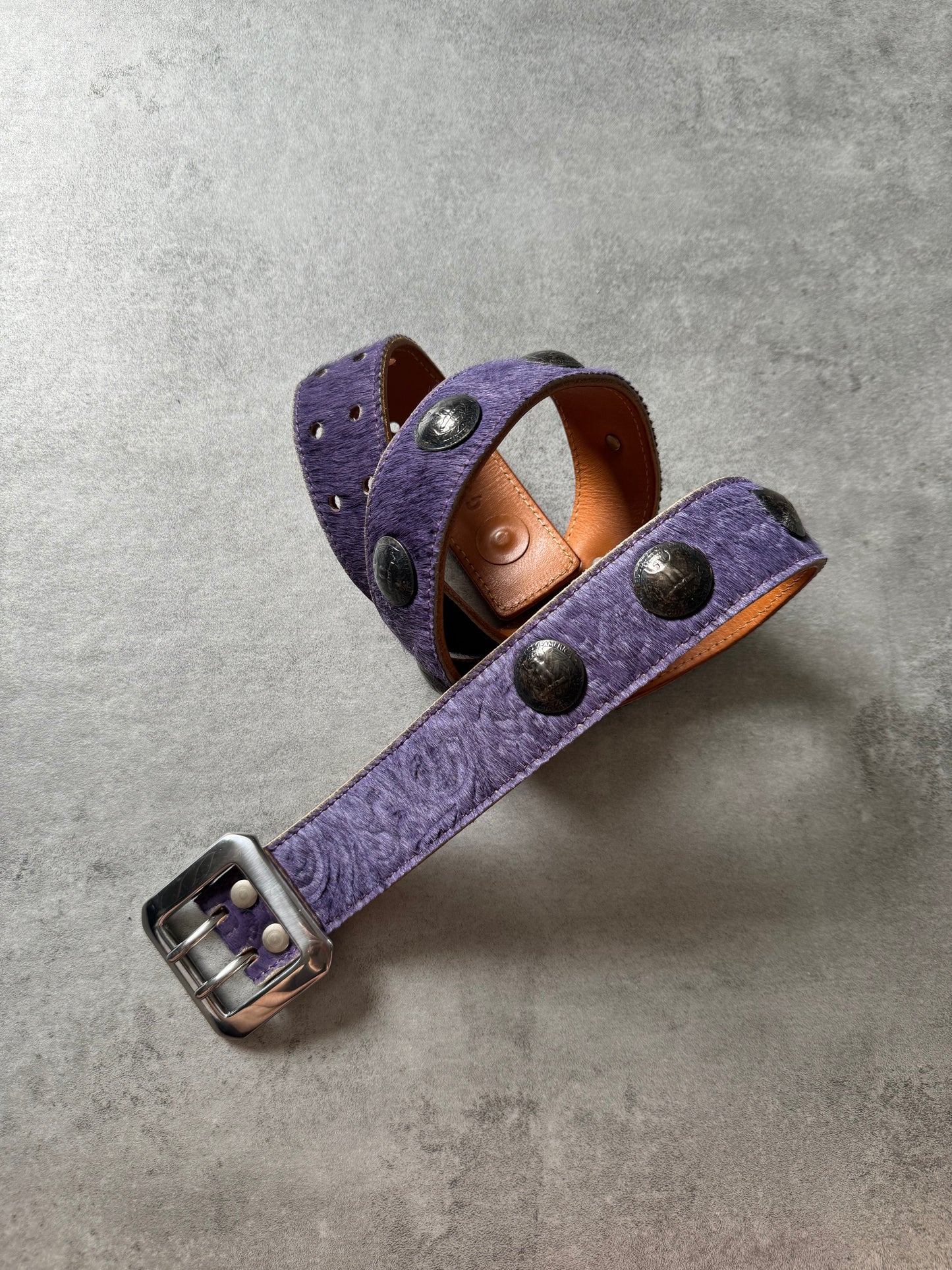 Goya Purple Fur Leather Archive Belt  (OS) - 4