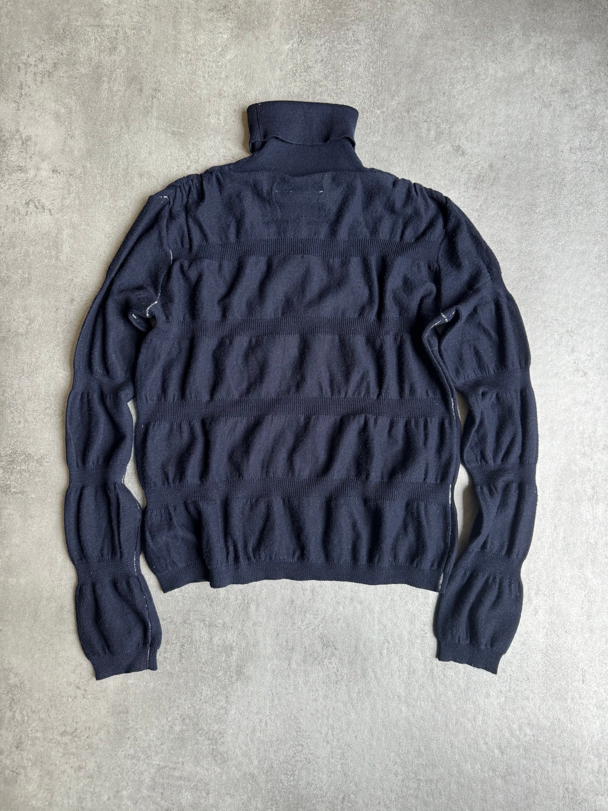 2000s Maison Martin Margiela Navy Wavy Turtleneck  (XS/S) - 1