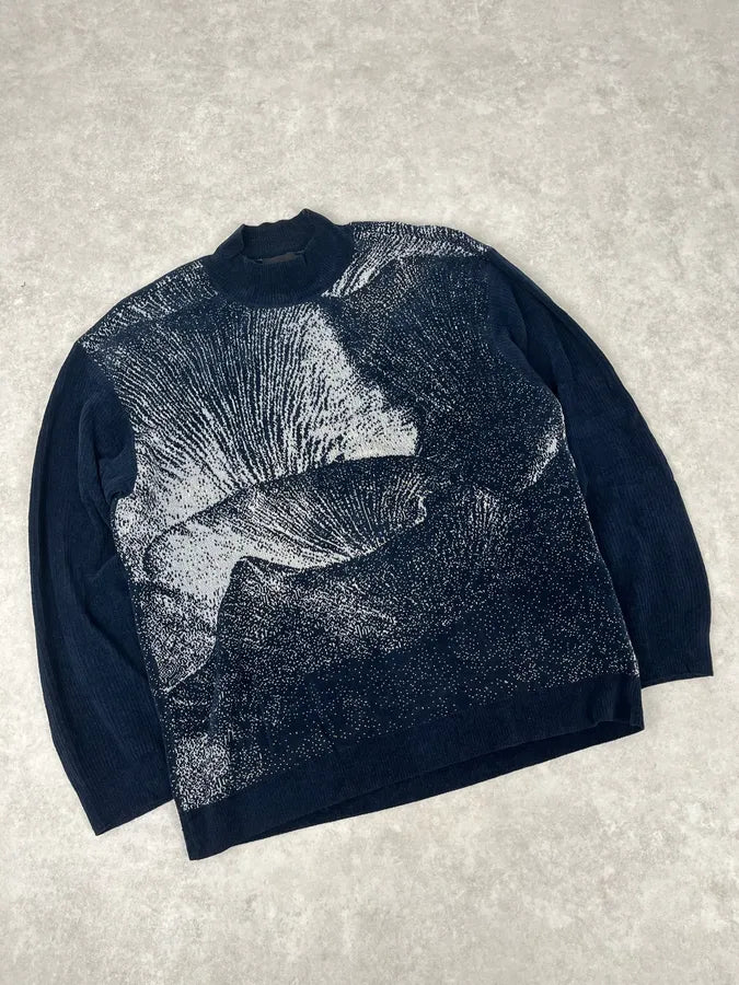 SS2020 Emporio Armani Mountain Landscape High Neck Navy Sweater WkVLTIZ 3