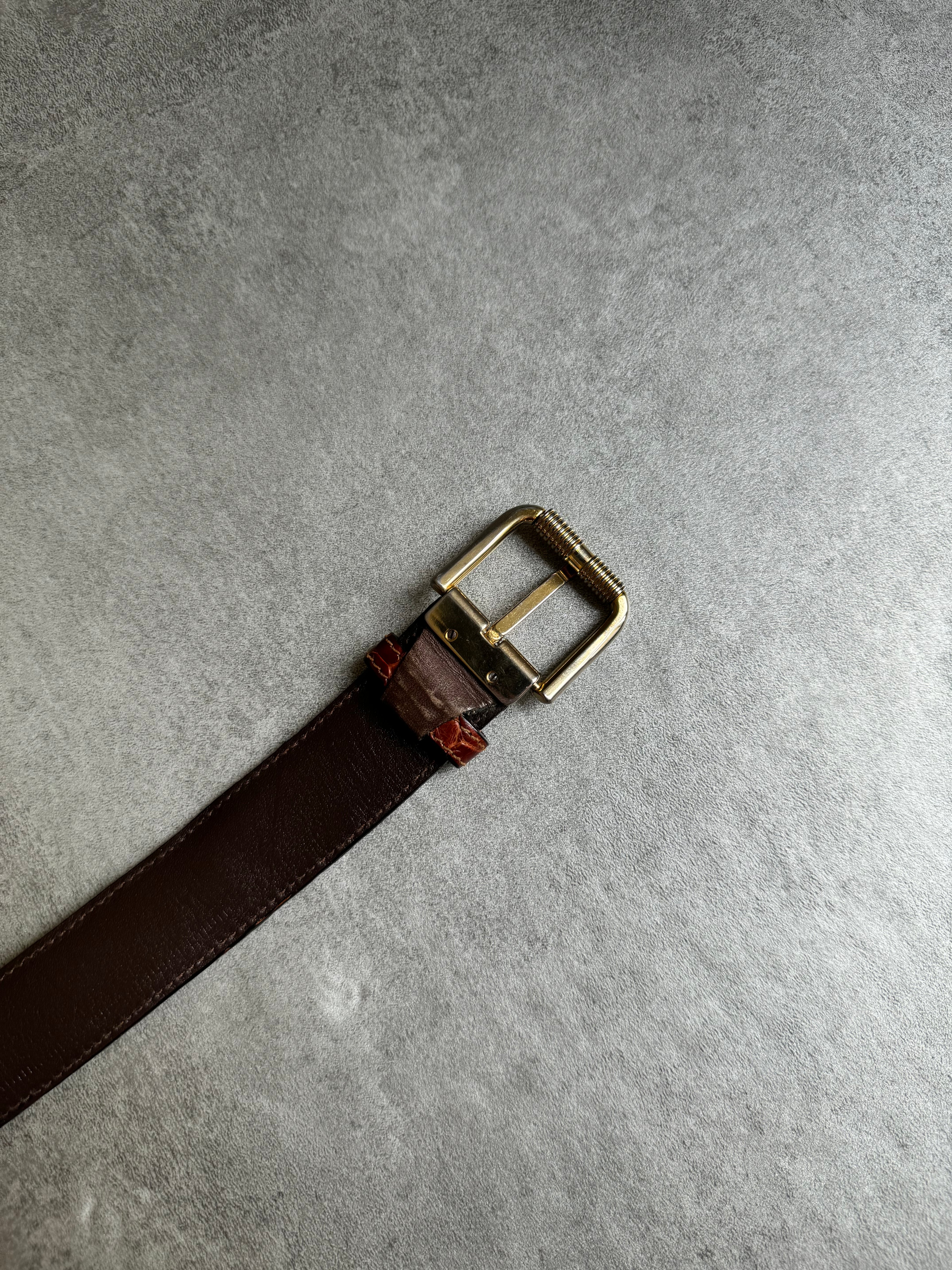1990s Prada Brown Genuine Crocodile Leather Belt (OS) - 8