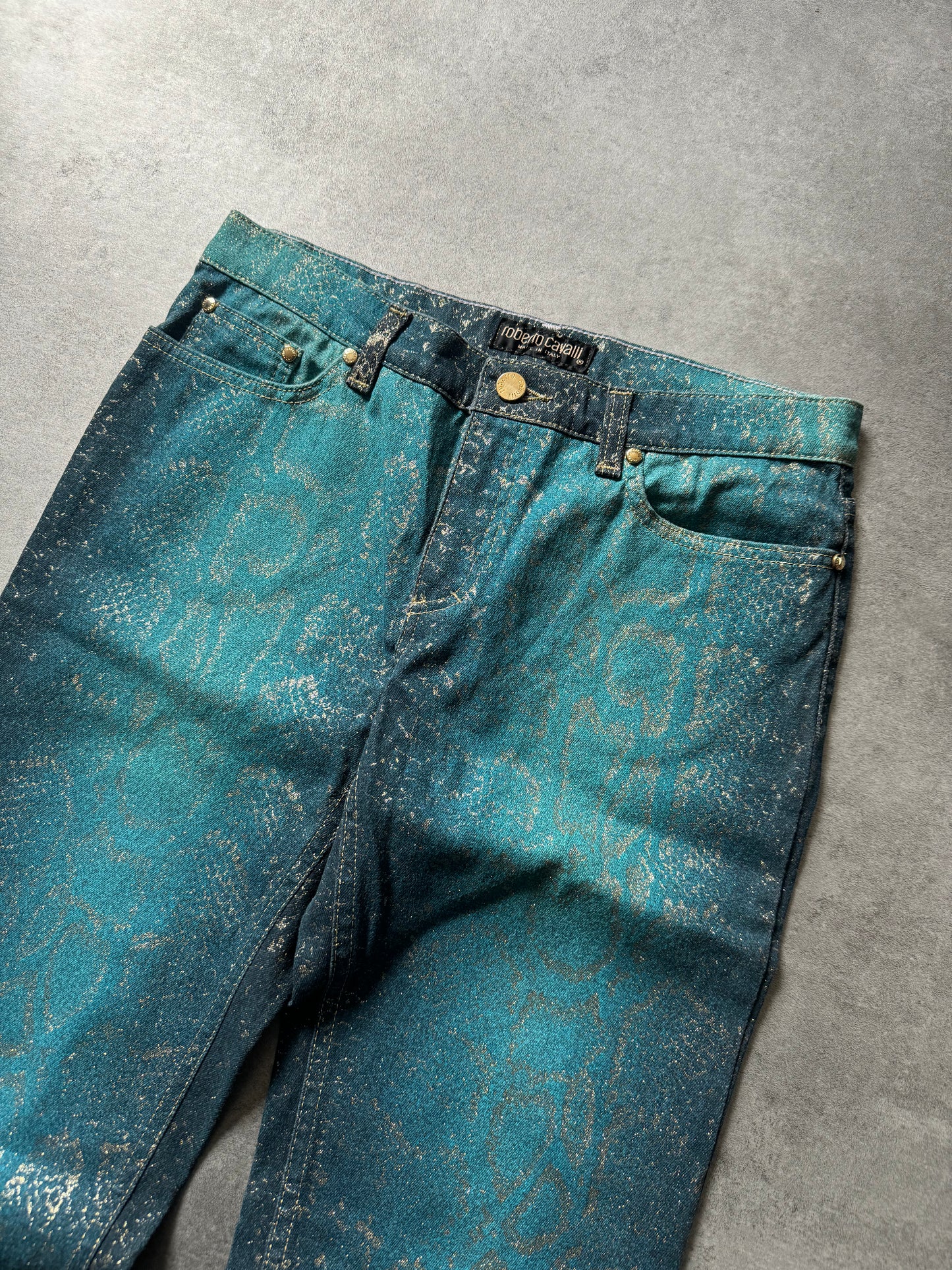 AW1999 Roberto Cavalli Blue Python Skin Legend Pants  (S) - 8