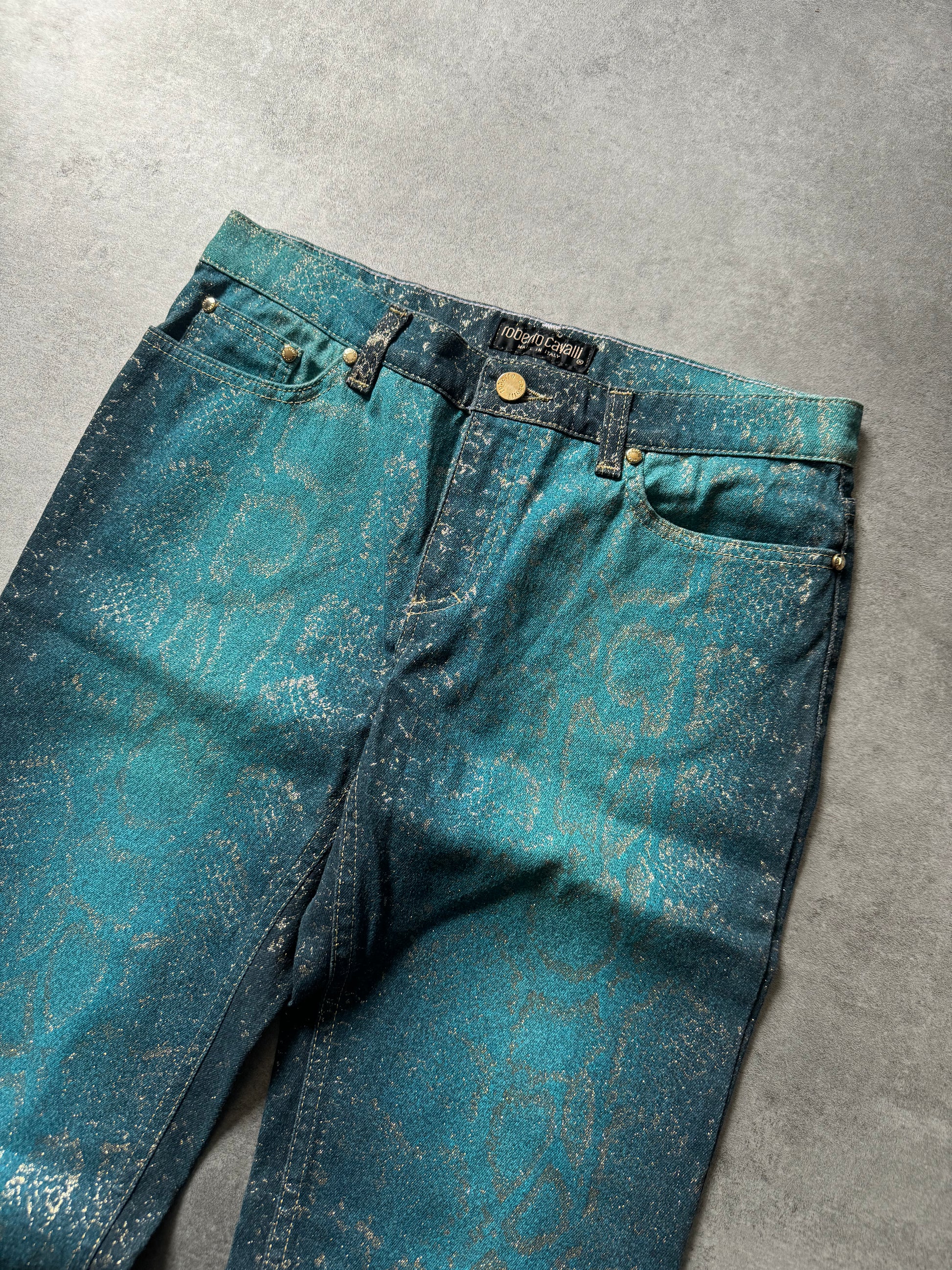 AW1999 Roberto Cavalli Blue Python Skin Legend Pants  (S) - 8