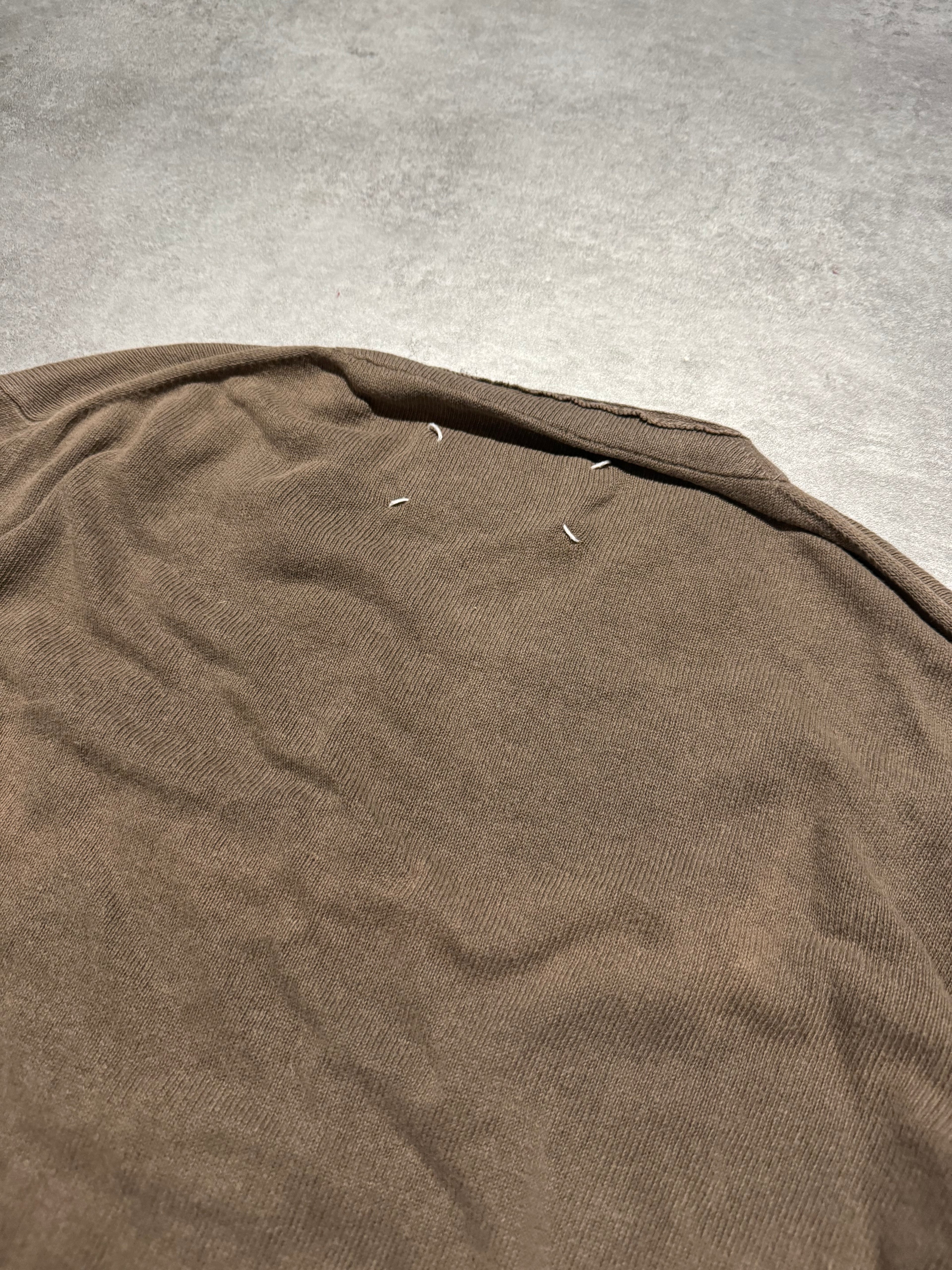 2000s Maison Martin Margiela Brown Faded V Sweater (M) - 4