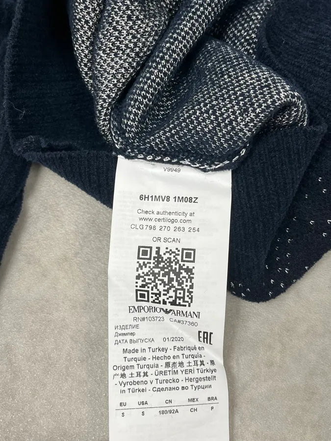 SS2020 Emporio Armani Mountain Landscape High Neck Navy Sweater WkVLTIZ 8