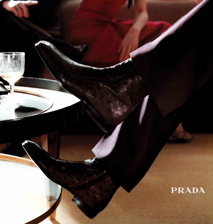 SS2000 Prada Ostrich Leather Brown High Boots  (39) - 6