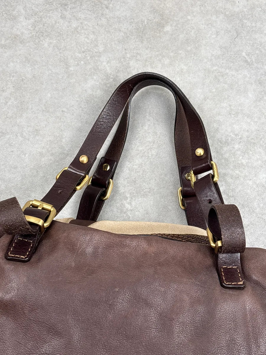 2000s Iceberg Dark Brown Leather Patchwork Tassel Bag aArKcyWW 14