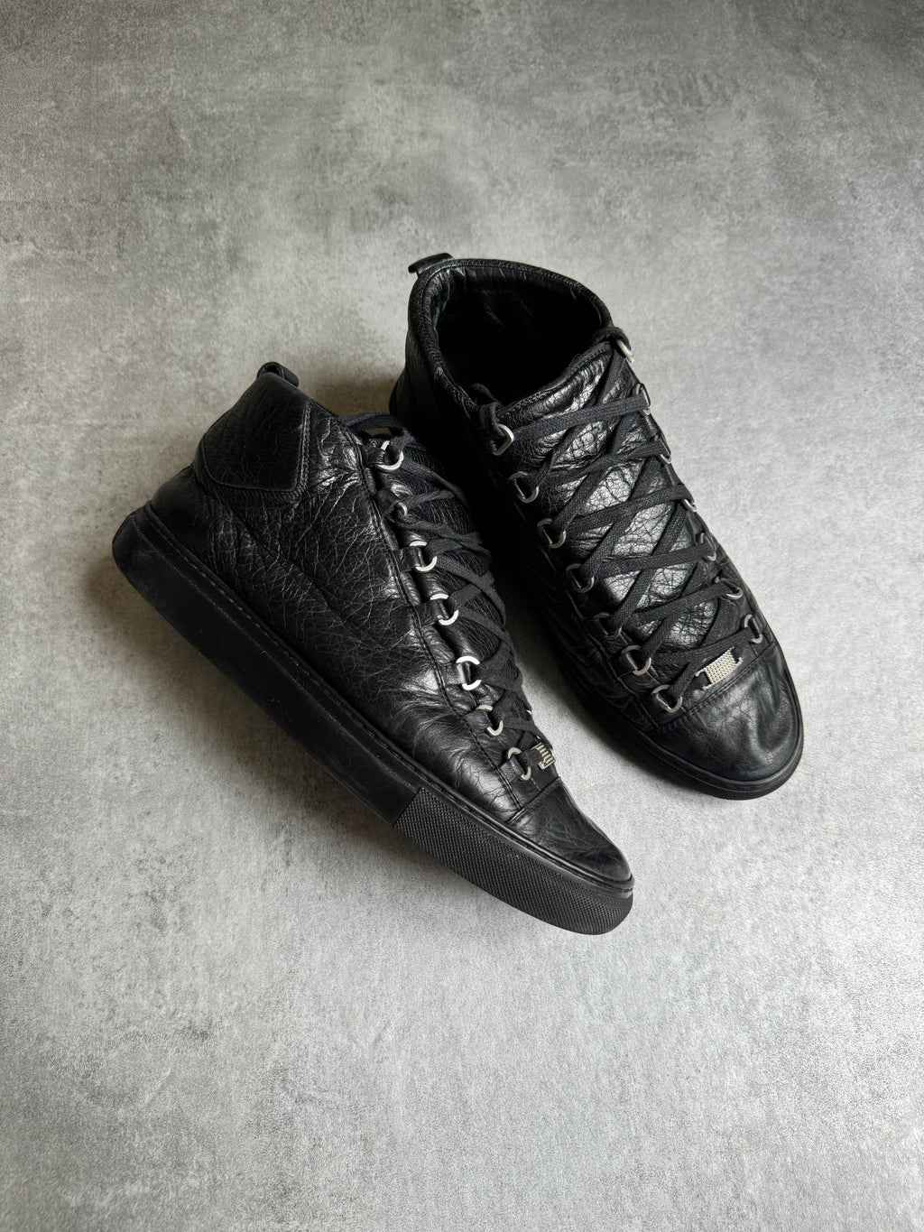Balenciaga Arena High Black Leather Shoes (43) - 7