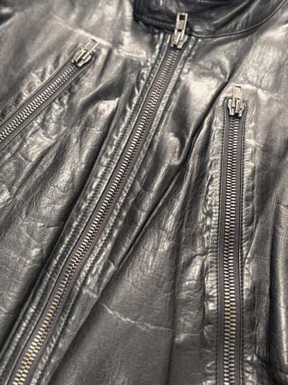 SS2014 Maison Margiela 5-Zip Premium Black Leather Jacket (M) - 9