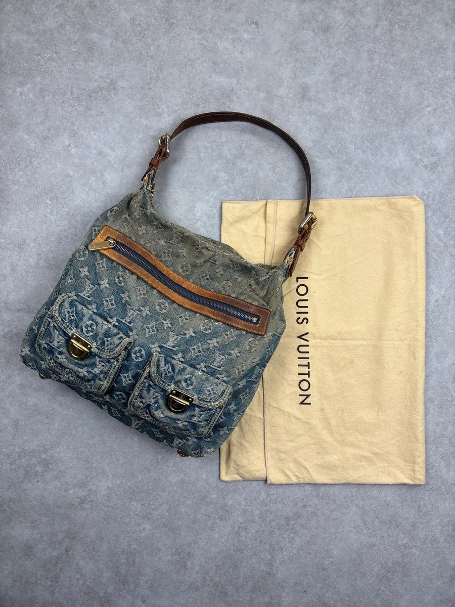 SS2005 Louis Vuitton Blue Denim Monogram Multi-Pocket Shoulder Bag by Marc Jacobs aGYvFBzO 3