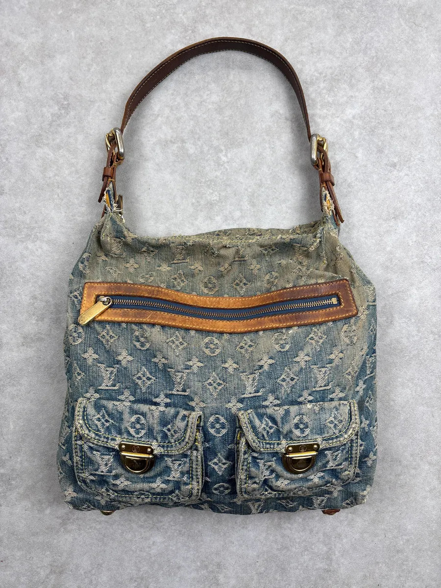 SS2005 Louis Vuitton Blue Denim Monogram Multi-Pocket Shoulder Bag by Marc Jacobs aGYvFBzO 0