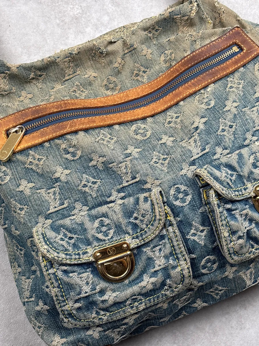 SS2005 Louis Vuitton Blue Denim Monogram Multi-Pocket Shoulder Bag by Marc Jacobs aGYvFBzO 7