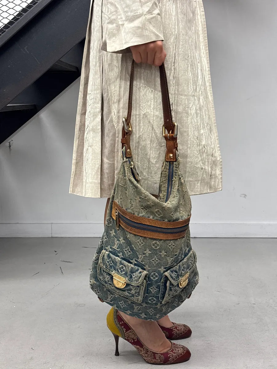 SS2005 Louis Vuitton Blue Denim Monogram Multi-Pocket Shoulder Bag by Marc Jacobs aGYvFBzO 1