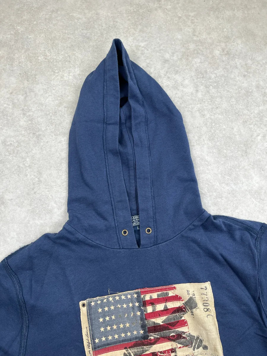 2010s Ralph Lauren Polo Navy American Flag Hoodie aHnKWMRP 4