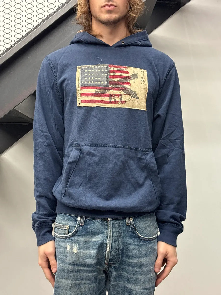 2010s Ralph Lauren Polo Navy American Flag Hoodie aHnKWMRP 1