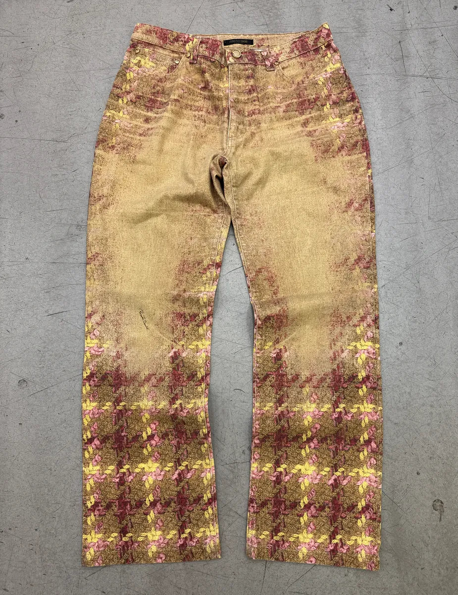 AW2002 Roberto Cavalli Golden Beige Floral Jacquard Pants aHnQbUyq 0