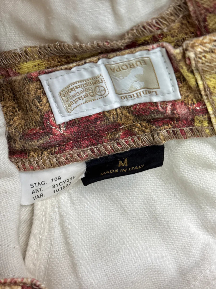AW2002 Roberto Cavalli Golden Beige Floral Jacquard Pants aHnQbUyq 12