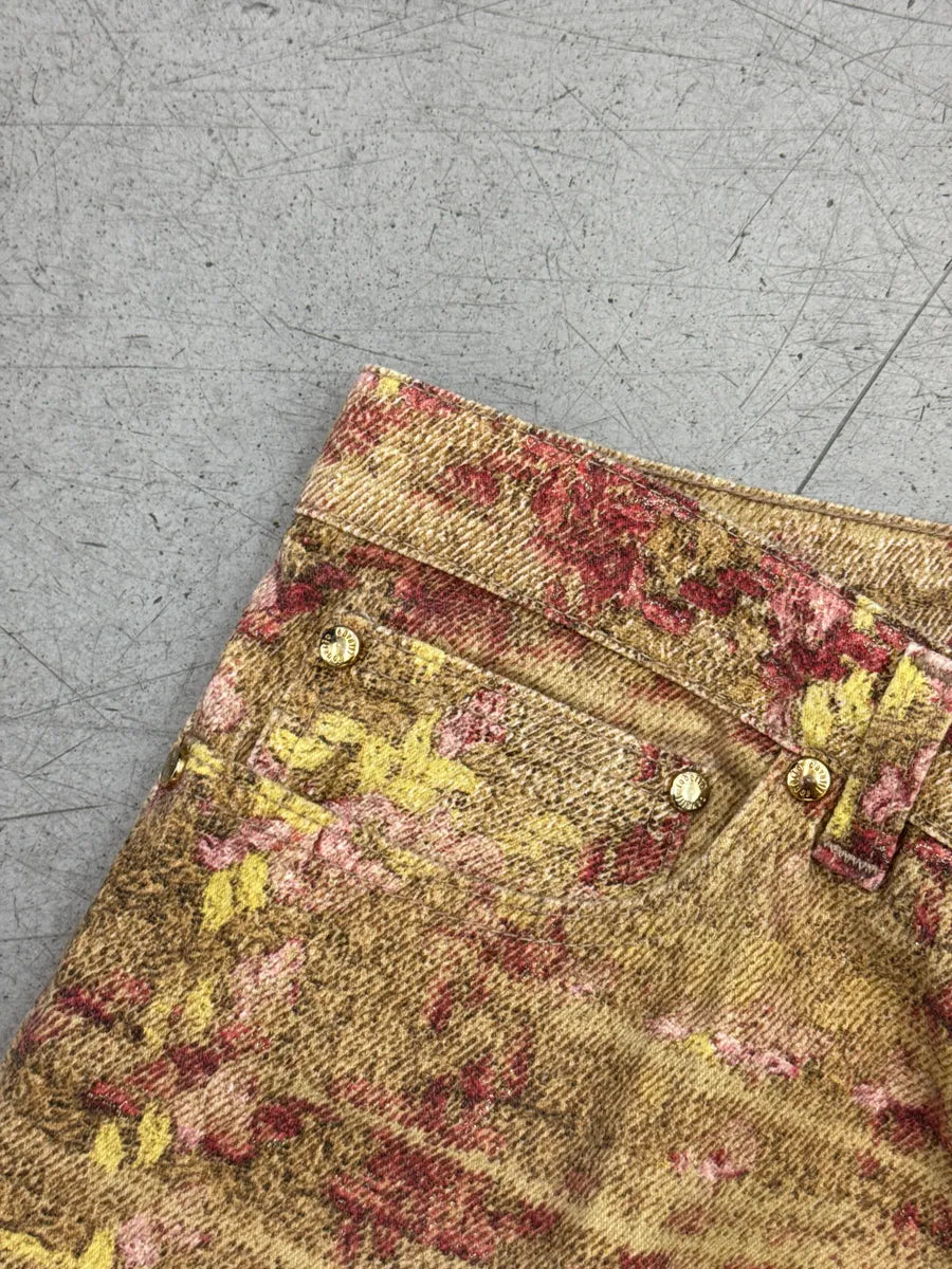 AW2002 Roberto Cavalli Golden Beige Floral Jacquard Pants aHnQbUyq 7