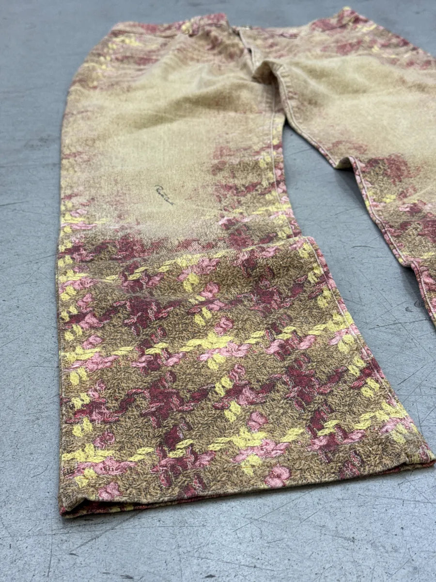 AW2002 Roberto Cavalli Golden Beige Floral Jacquard Pants aHnQbUyq 8