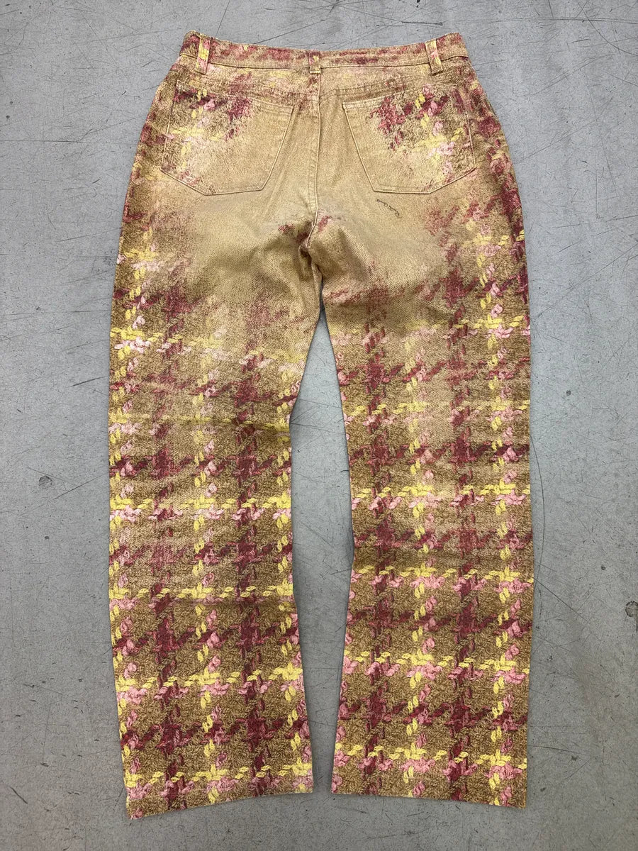 AW2002 Roberto Cavalli Golden Beige Floral Jacquard Pants aHnQbUyq 5