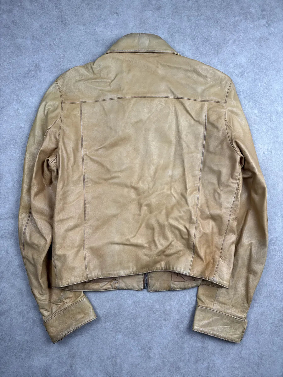 SS2002 Dolce & Gabbana Tan Leather Multi-Pocket Leather Jacket aKBxkyaQ 5