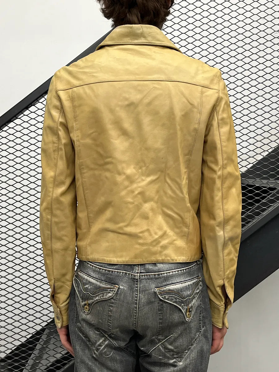 SS2002 Dolce & Gabbana Tan Leather Multi-Pocket Leather Jacket aKBxkyaQ 3