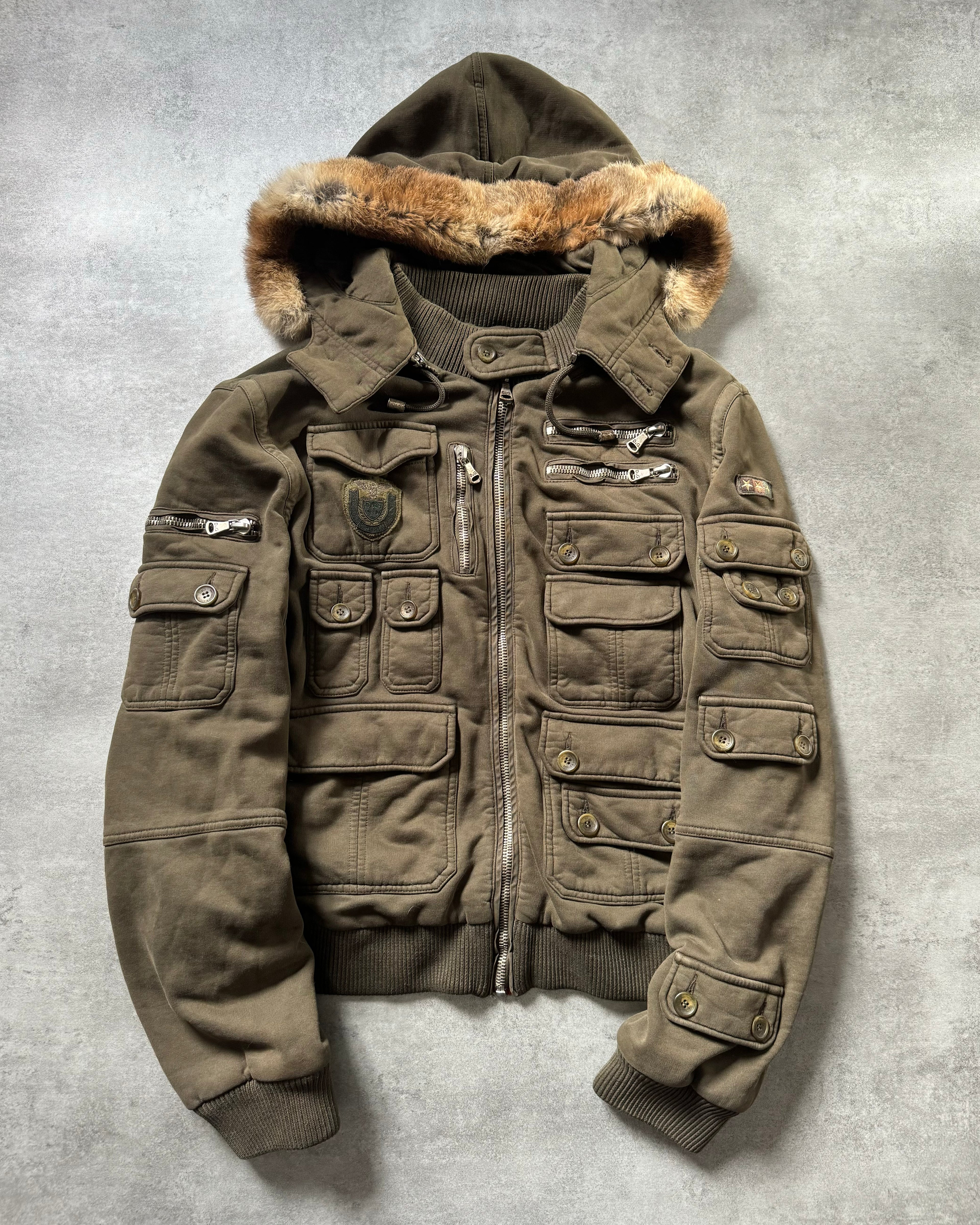 AW2003 Dolce & Gabbana Security Multi Pockets Utility Brown Zip-up (XL) - 1