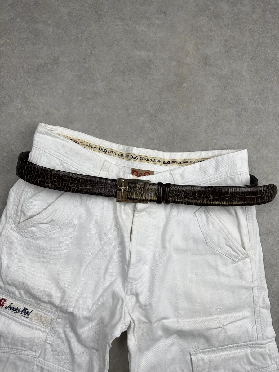 Paciotti Dark Brown Crocodile Effect Dagger Buckle Belt aKwEahbA 0