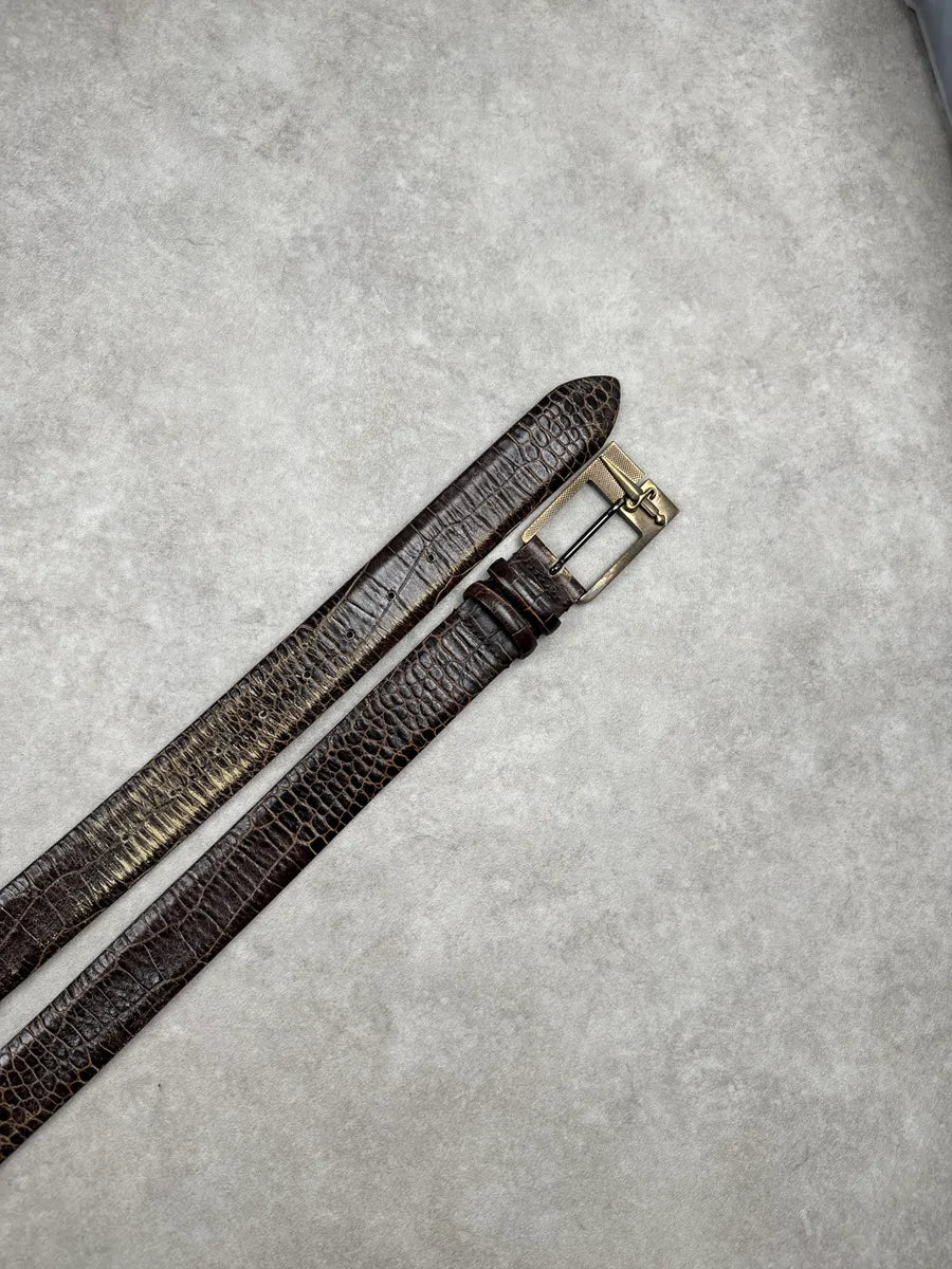 Paciotti Dark Brown Crocodile Effect Dagger Buckle Belt aKwEahbA 3