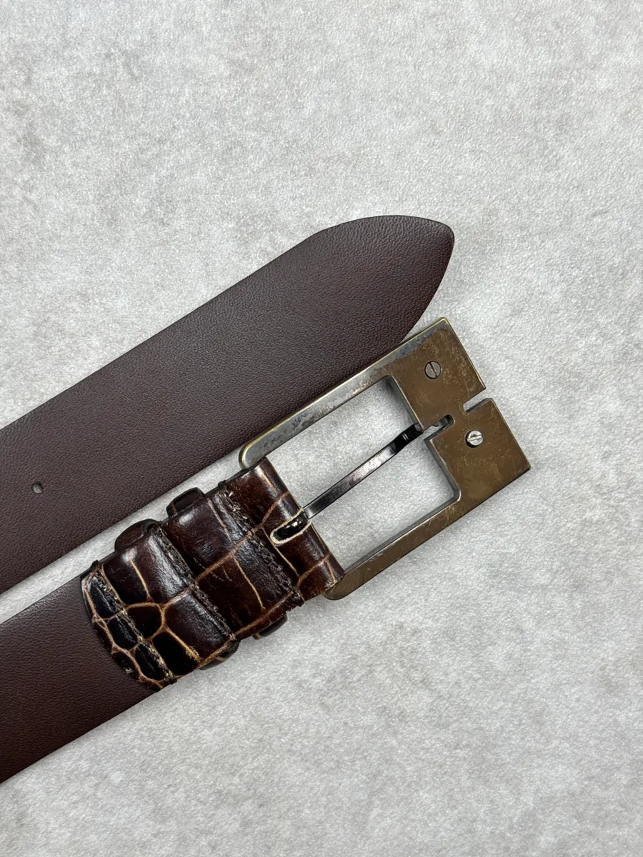 Paciotti Dark Brown Crocodile Effect Dagger Buckle Belt aKwEahbA 6