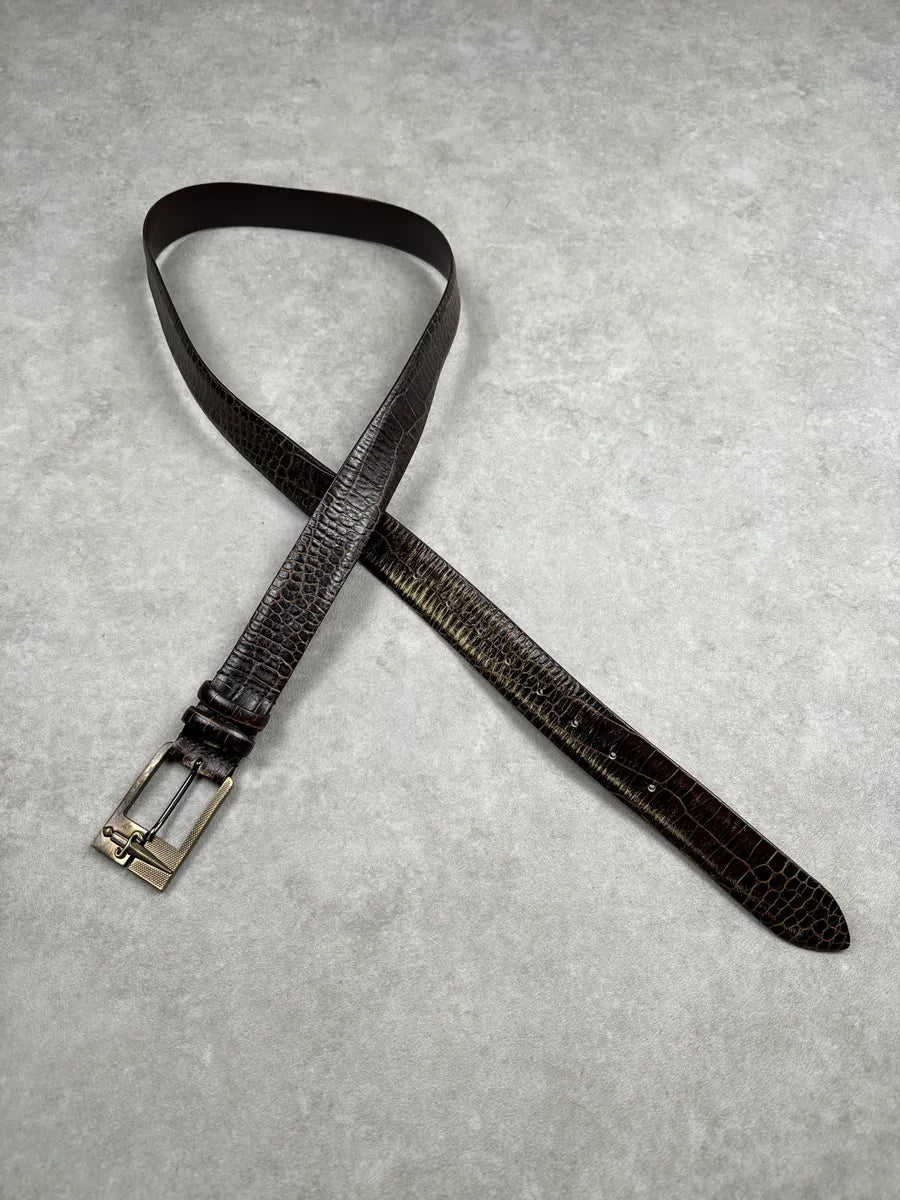 Paciotti Dark Brown Crocodile Effect Dagger Buckle Belt aKwEahbA 1