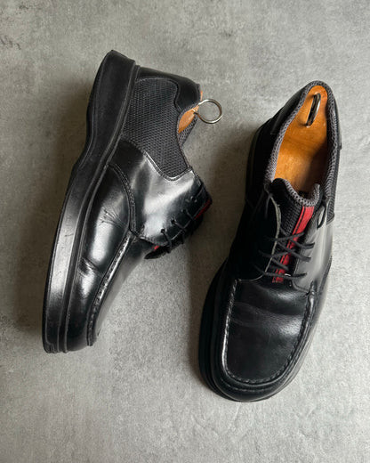 AW2000 Prada Cozy Black Mesh Leather Derby Shoes (40) - 8