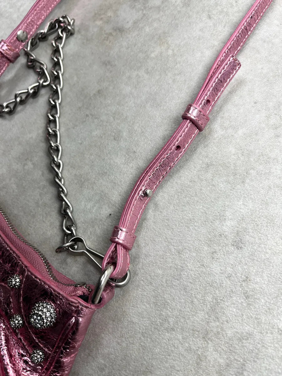 Balenciaga City Pink Metallic Leather Bag aQSmNUwu 6