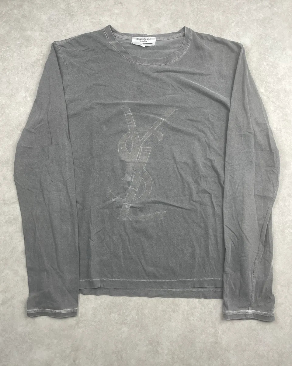 2000s Yves Saint Laurent Grey YSL Propaganda Longsleeve aQUnZwgK 0