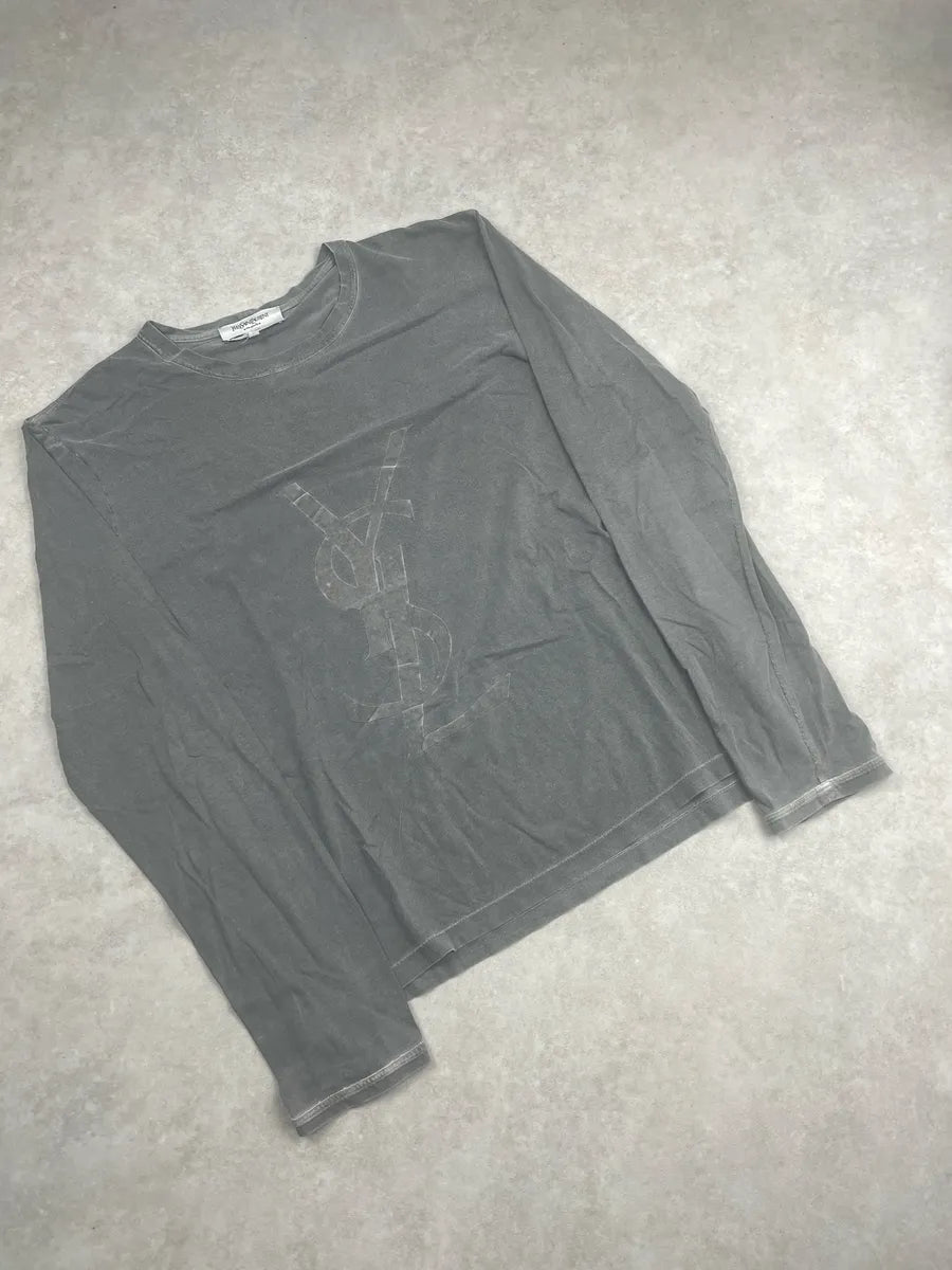 2000s Yves Saint Laurent Grey YSL Propaganda Longsleeve aQUnZwgK 3