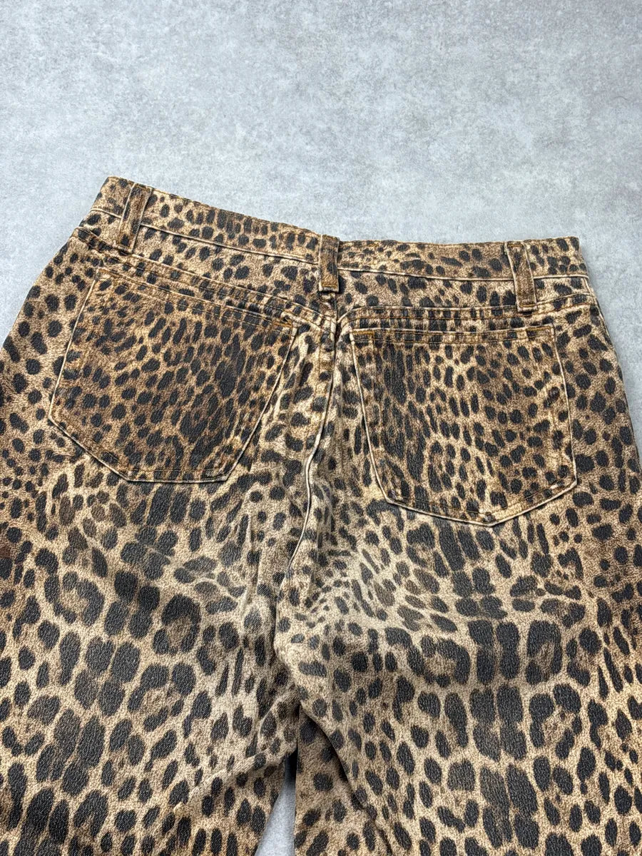 1990s Roberto Cavalli Brown Beige Leopard Jeans aQabrYNU 8