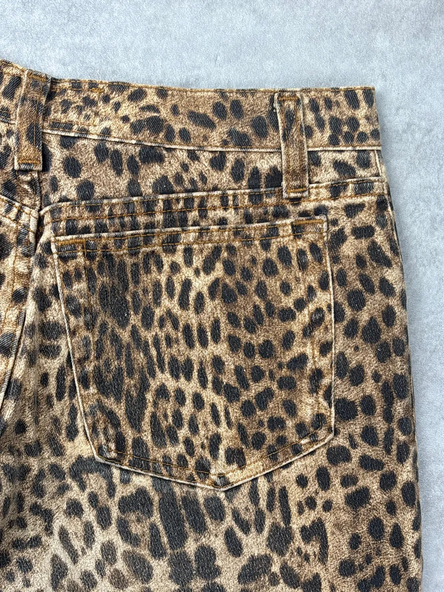 1990s Roberto Cavalli Brown Beige Leopard Jeans aQabrYNU 9