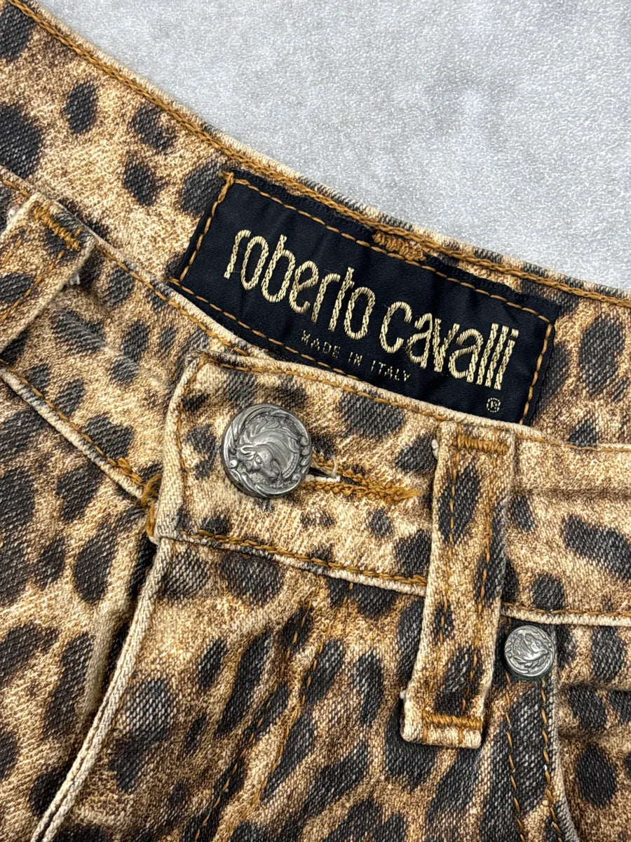 1990s Roberto Cavalli Brown Beige Leopard Jeans aQabrYNU 11