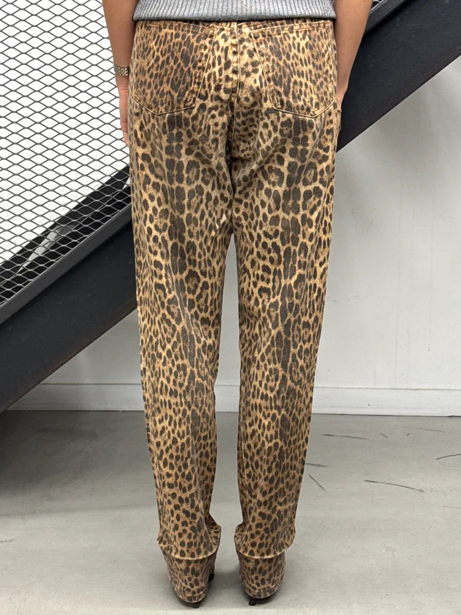 1990s Roberto Cavalli Brown Beige Leopard Jeans aQabrYNU 3