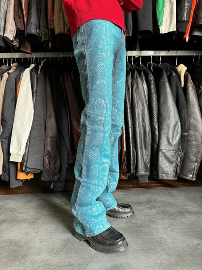 AW1999 Roberto Cavalli Blue Python Skin Legend Pants  (S) - 2