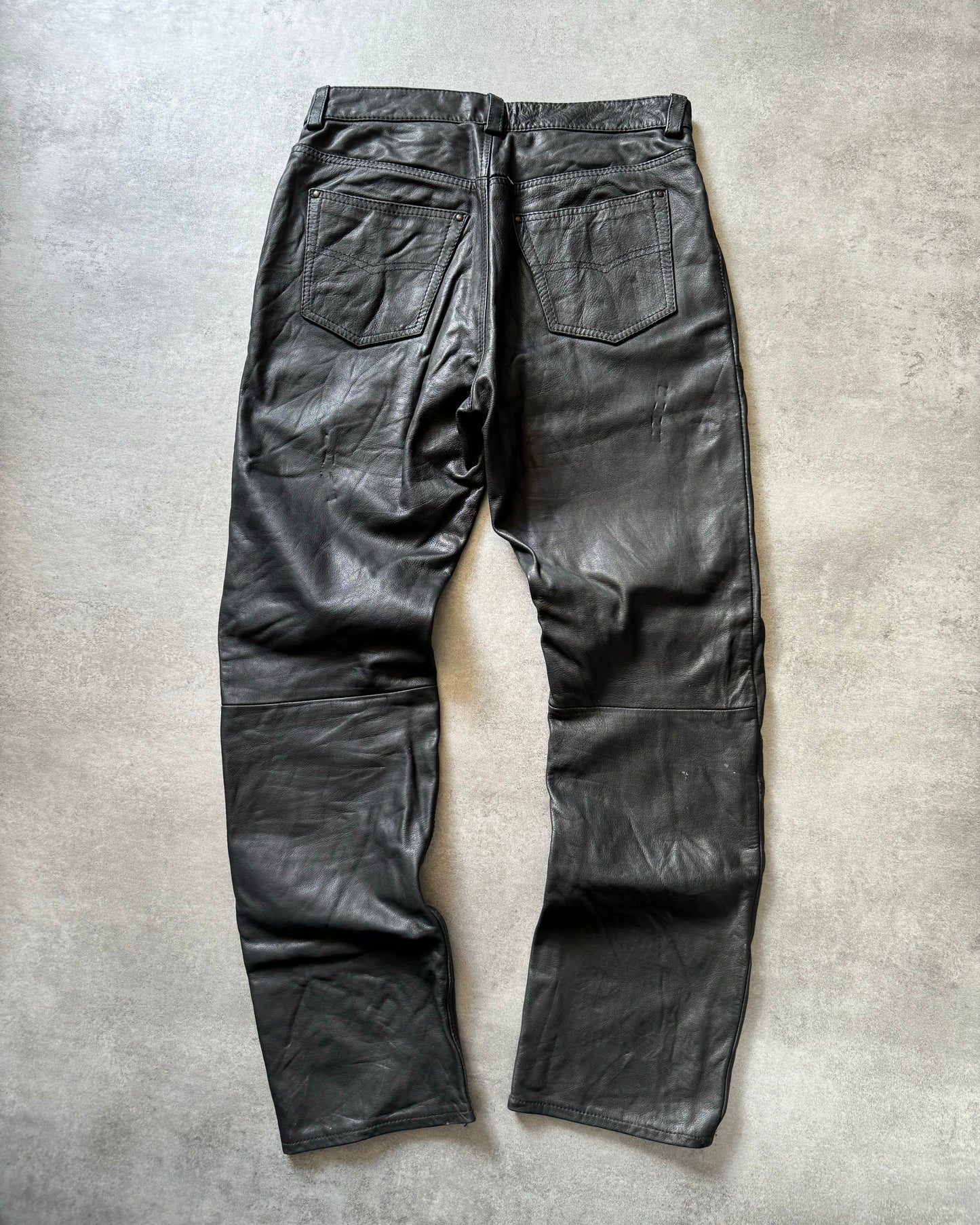 Dainese Black Moto Biker Leather Pants (S) - 4